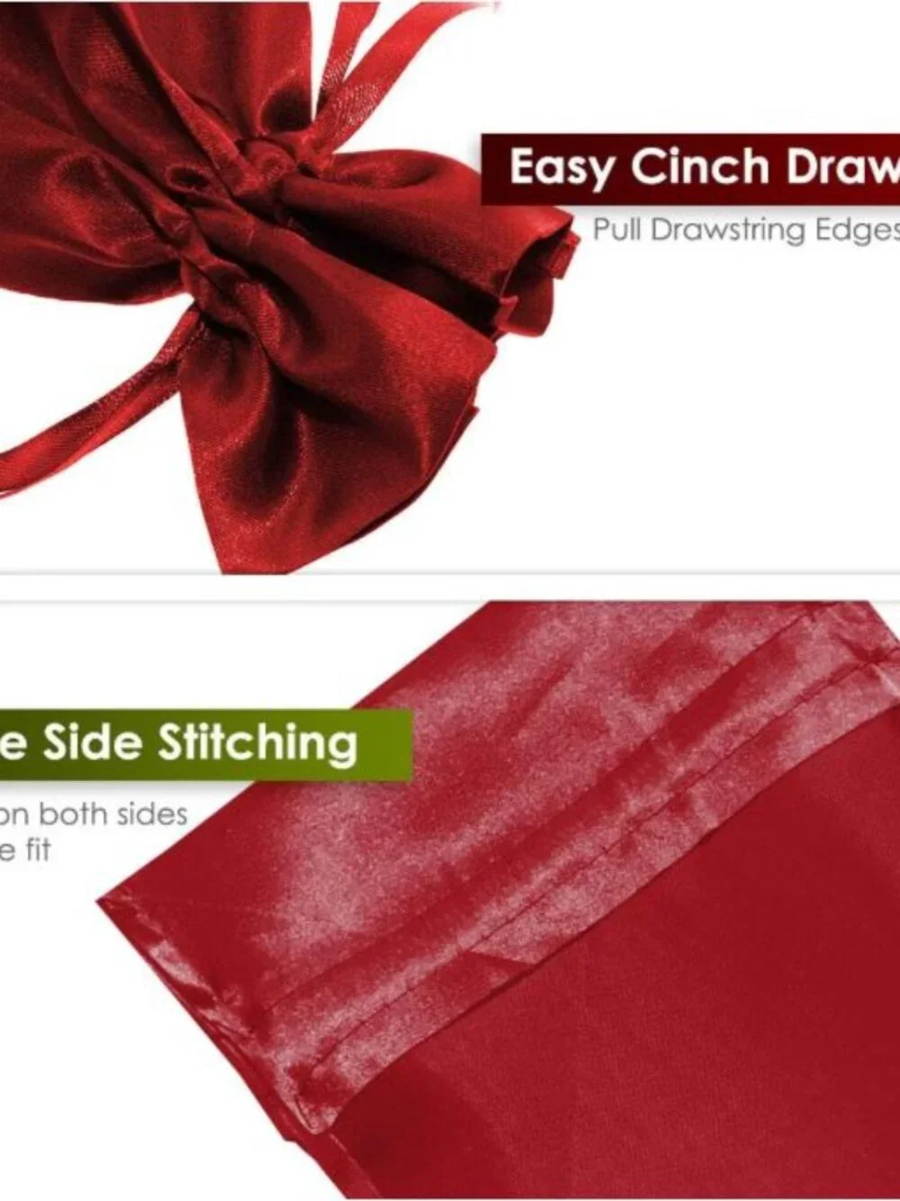 New in Bag-Set of 9 Large Wine-Colored Satin Drawstring Gift Bags (6.5